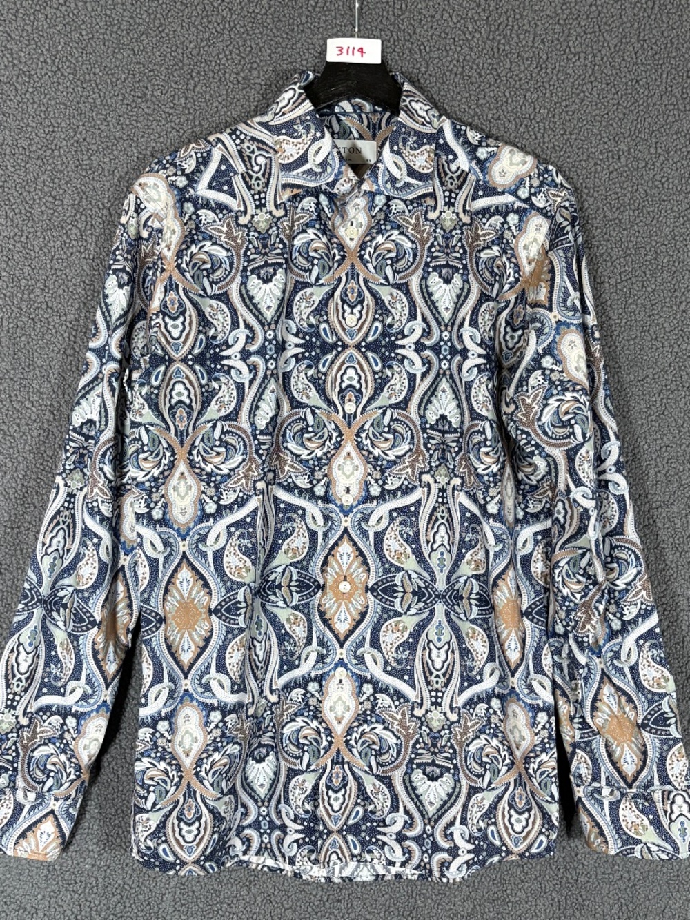 Eton Paisley Signature Twill Slim Fit Button Up Shirt - Men's Size 40/15.75